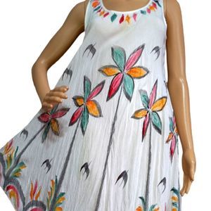 S.R. FASHION free size flair floral asymmetrical dress, free size.